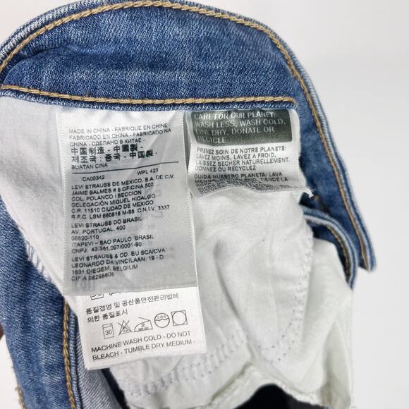 Levis Womens 34 Medium Wash 721 High Rise Skinny Jeans Raw Fray Hem Blue Cotton - Picture 10 of 13